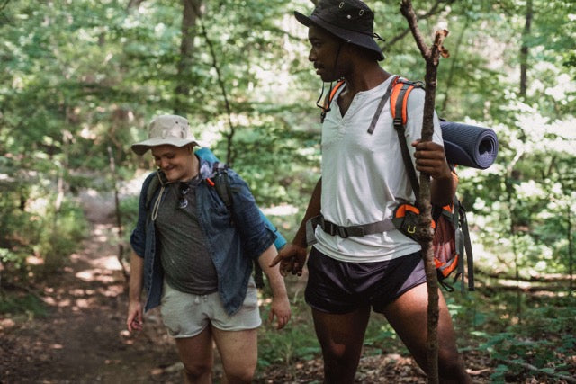 adults hiking