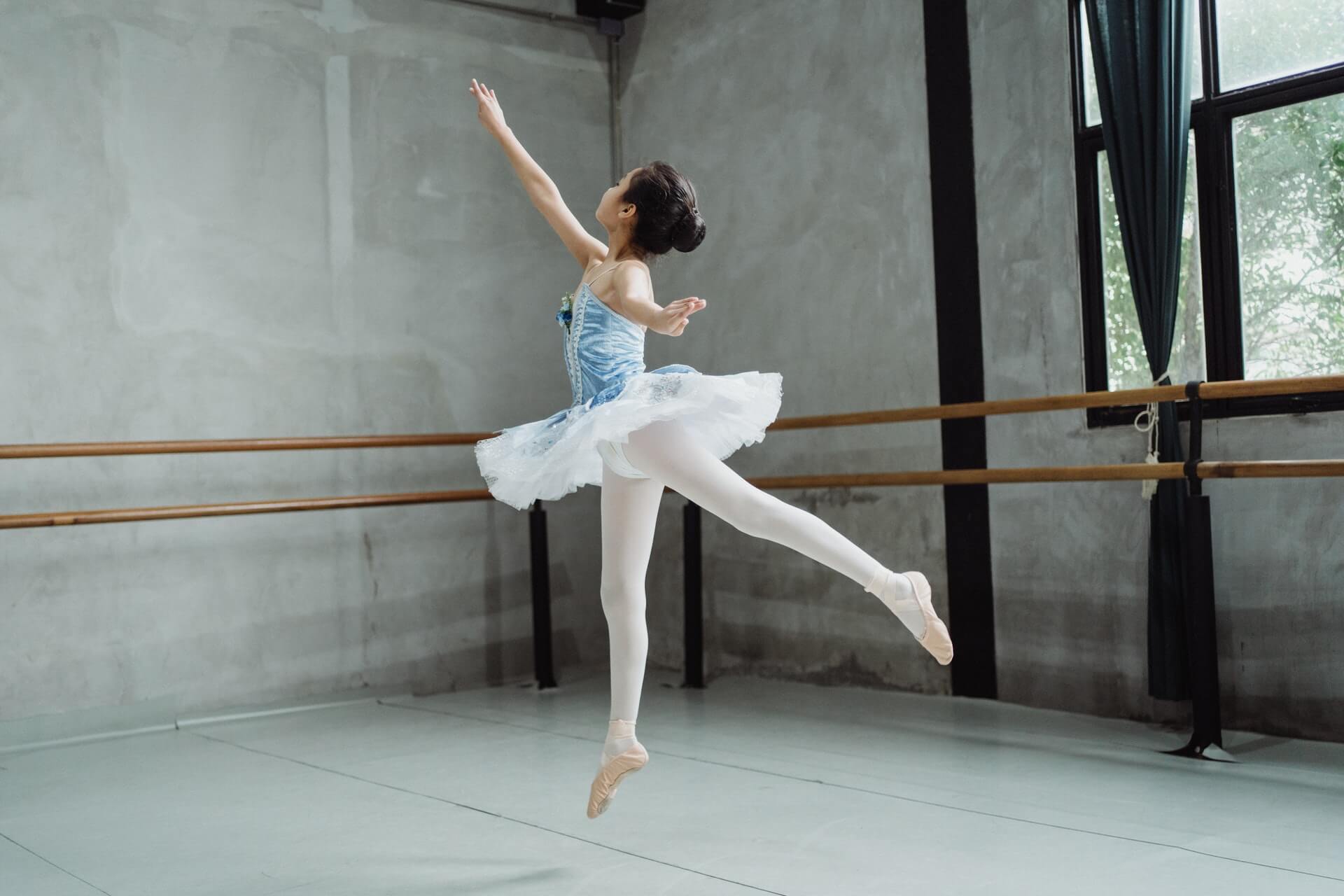 girl dancing ballet in studio