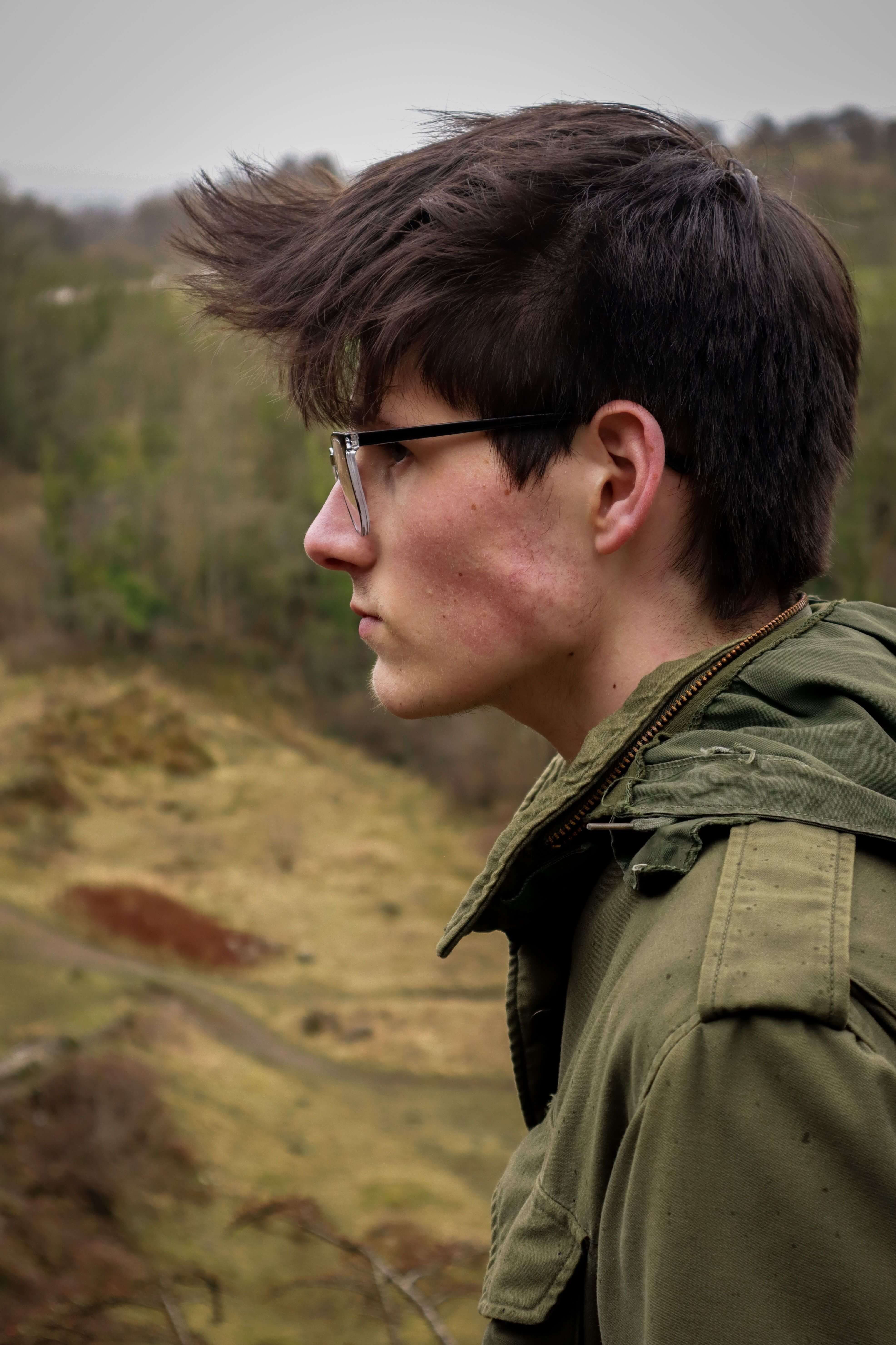 man in windy weather