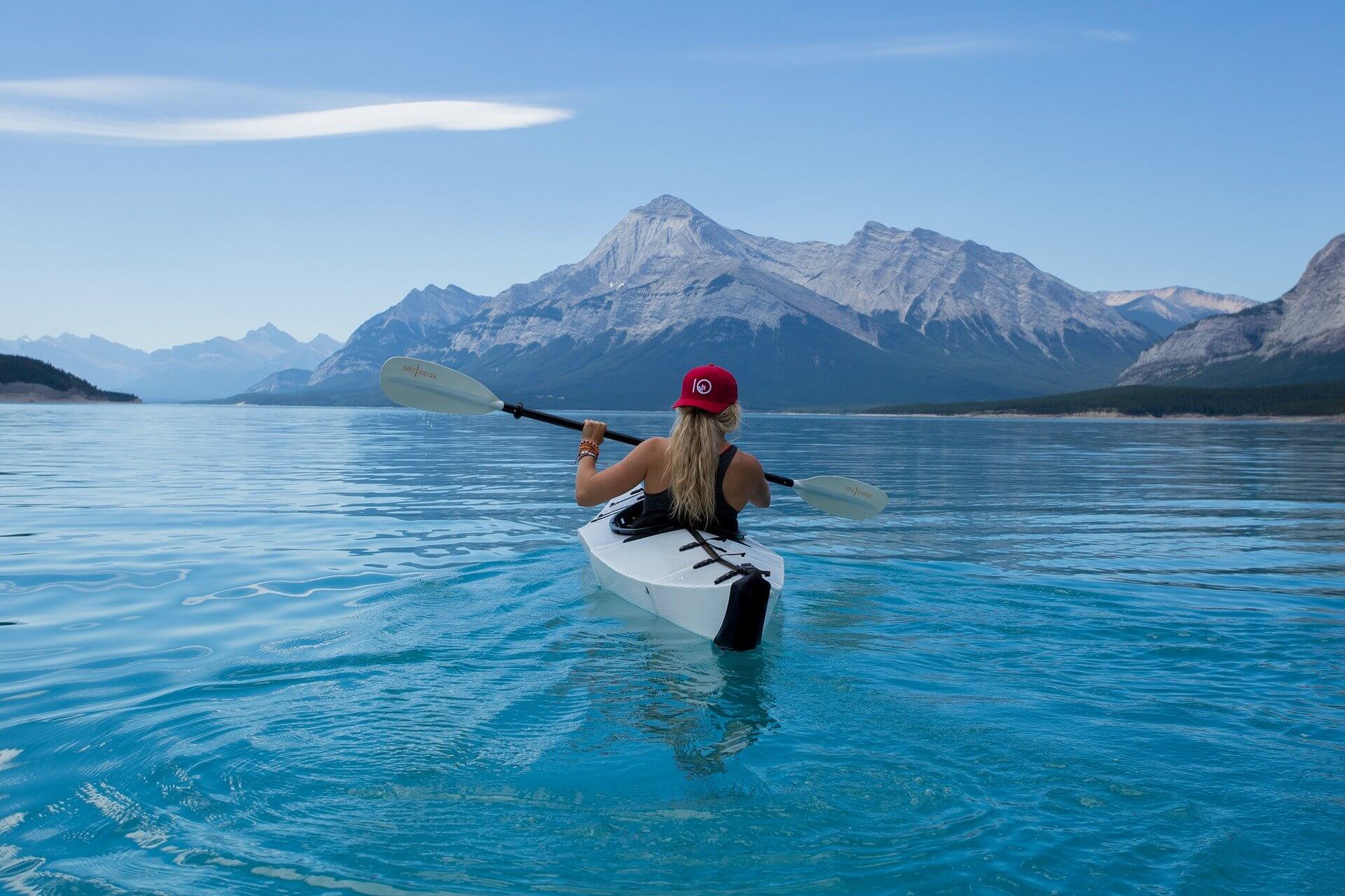 woman kayaking in ocean