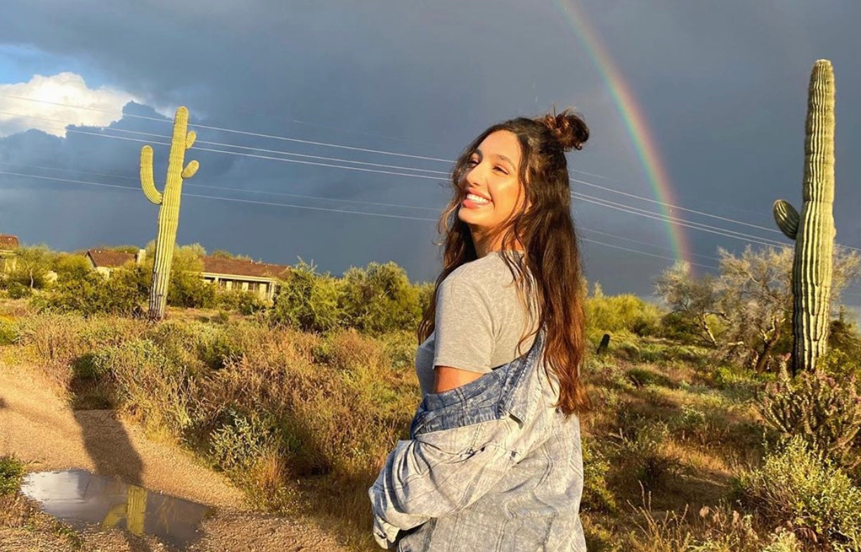 Nikki in the desert, a customer of Bedrock