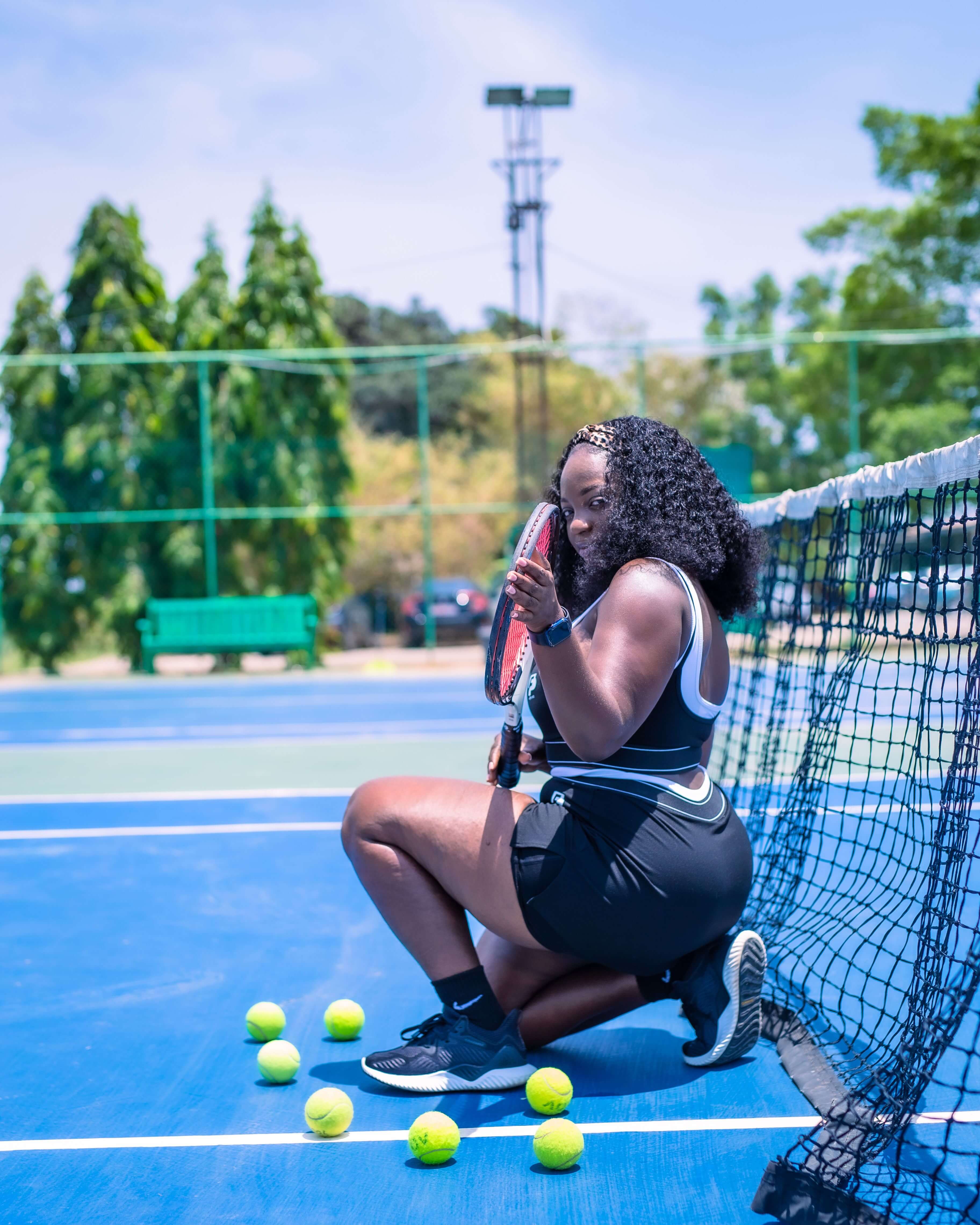 woman on tennis court
